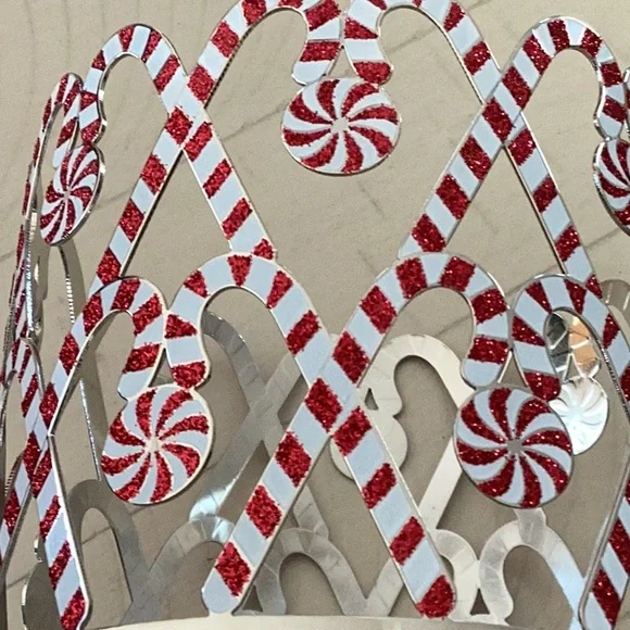 Bath & Body Works New Festive Holidays Candy Cane 3 Wick Candle Holder Silver - Picture 2 of 4